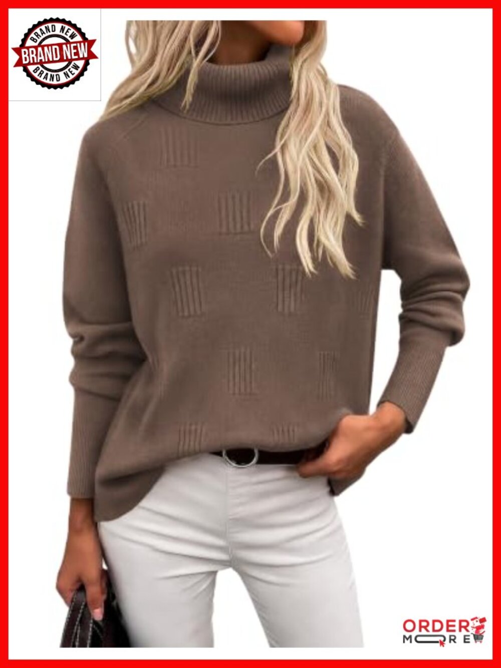 Ekouaer Womens Turtleneck Sweater Long Sleeve Knitted Pullover Fall Winter
